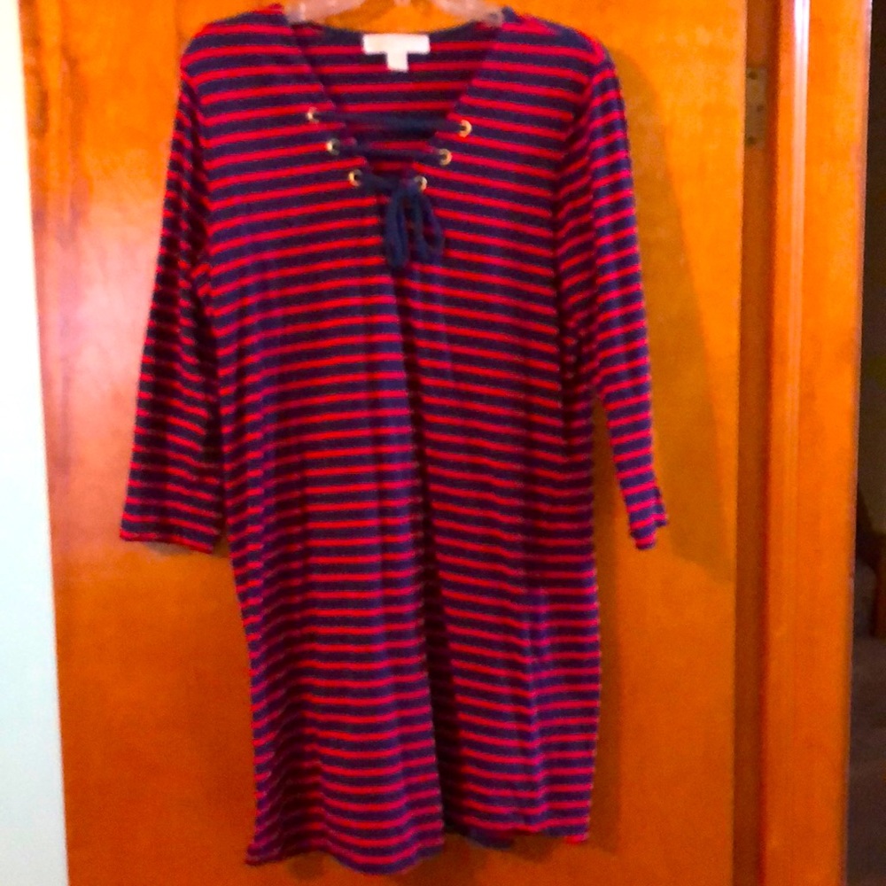 Michael by Michael Kors red and navy striped dress